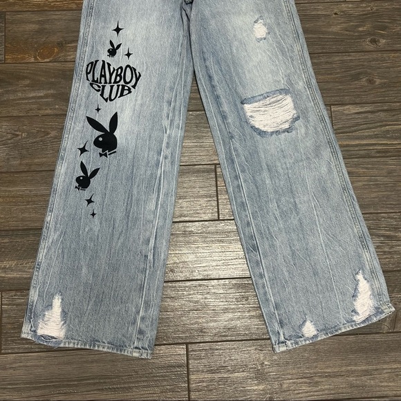 NWT Playboy X PacSun Jeans Eco Distressed High Waisted Baggy 22 23 24 25 27 - Picture 6 of 15